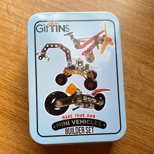 GifTins Mini Vehicles Builder Set - Mini Vehicles Airplane Crane Motorcycle 3X5"